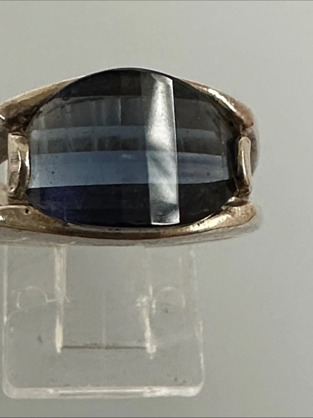 Sterling Silver Ring with Blue-Stone size 7.5